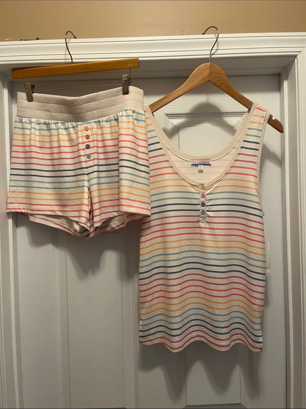 NWT P.J. Salvage Rainbow Stripe Tank & Short Sleep Set - Multicolor M